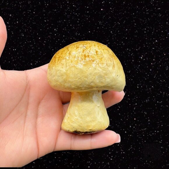 México Folk Art Paper Mache MUSHROOM Faux Vegetable Fruit Shaped 3 Pcs Set  3”T - Picture 6 of 12